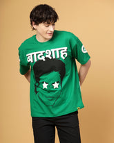 Badshah Green Puff & Screen Printed Supper Loose Fit T-shirt