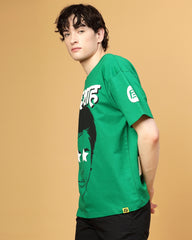 Badshah Green Puff & Screen Printed Supper Loose Fit T-shirt