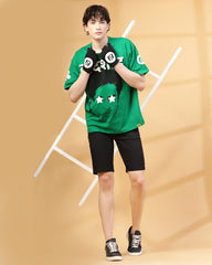 Badshah Green Puff & Screen Printed Supper Loose Fit T-shirt