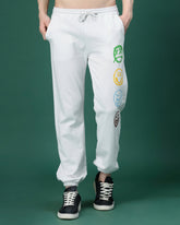 Emoji White French Terry Relaxed Fit Jogger Men's Pants