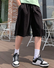 Korean Black Loose Fit Men's Shorts