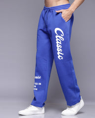 Royal Blue Classic Printed Loose Fit Men's Track Pants