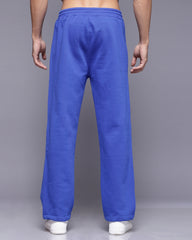 Royal Blue Classic Printed Loose Fit Men's Track Pants