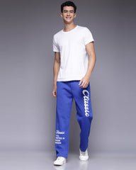 Royal Blue Classic Printed Loose Fit Men's Track Pants