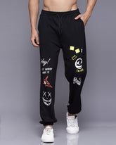 Boom Graphic Black Relaxed Fit Men's Joggers