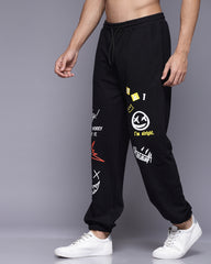 Boom Graphic Black Relaxed Fit Men's Joggers