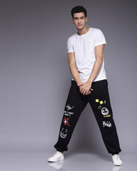 Boom Graphic Black Relaxed Fit Men's Joggers