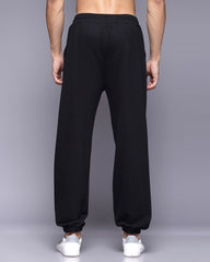 Bulls Black Printed French Terry Relaxed Fit Men's Joggers Pant