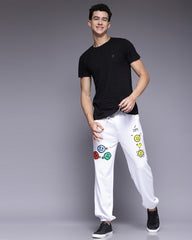 Emoji Graphic White Relaxed Fir Men's Joggers