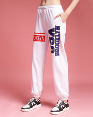 USA White Relaxed Fit Unisex Jogger Pants