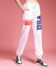 USA White Relaxed Fit Unisex Jogger Pants