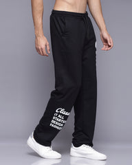 Black Classic French Terry Relaxed Fit Men's Track Pants