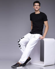 Numberic White French Terry Relaxed Fit Jogger Men's Pants