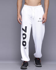 Numberic White French Terry Relaxed Fit Jogger Men's Pants