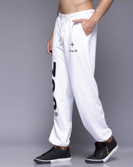 Numberic White French Terry Relaxed Fit Jogger Men's Pants