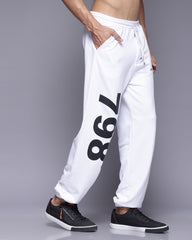 Numberic White French Terry Relaxed Fit Jogger Men's Pants