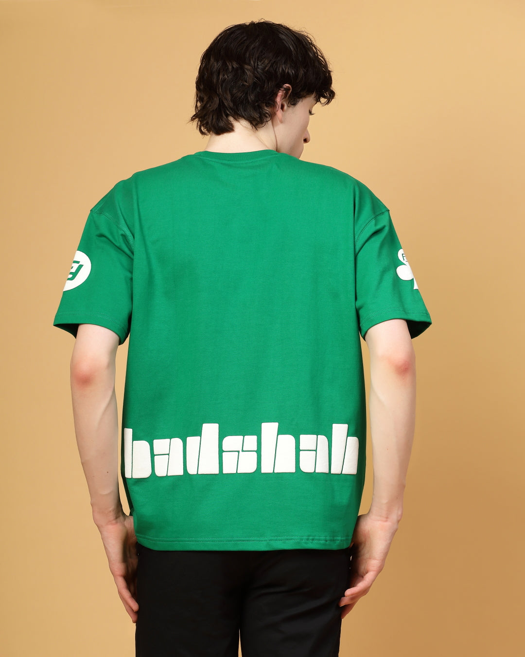 Badshah Green Puff & Screen Printed Supper Loose Fit T-shirt