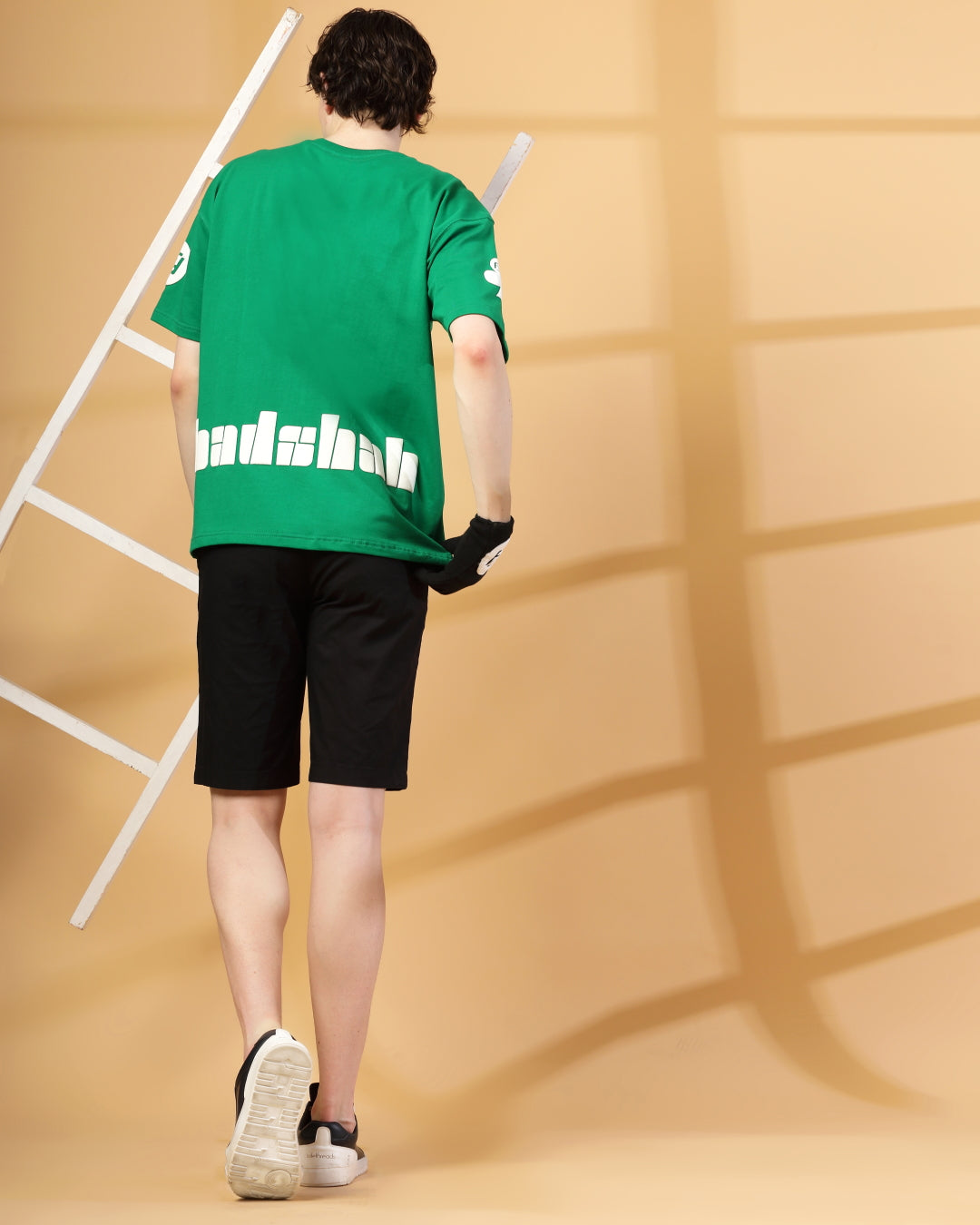 Badshah Green Puff & Screen Printed Supper Loose Fit T-shirt
