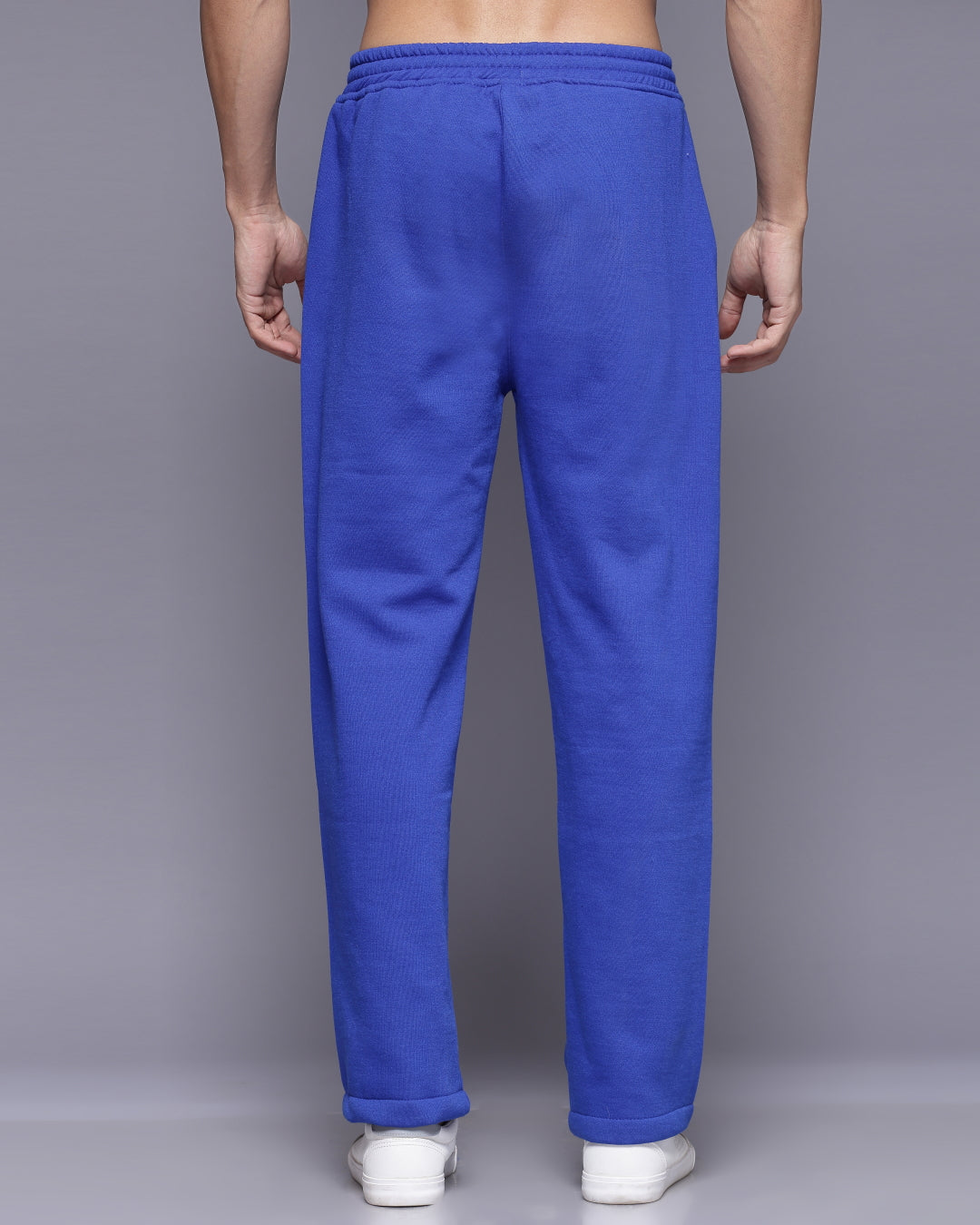 Printed Royal Blue Relaxed Fit Men's Track Pants