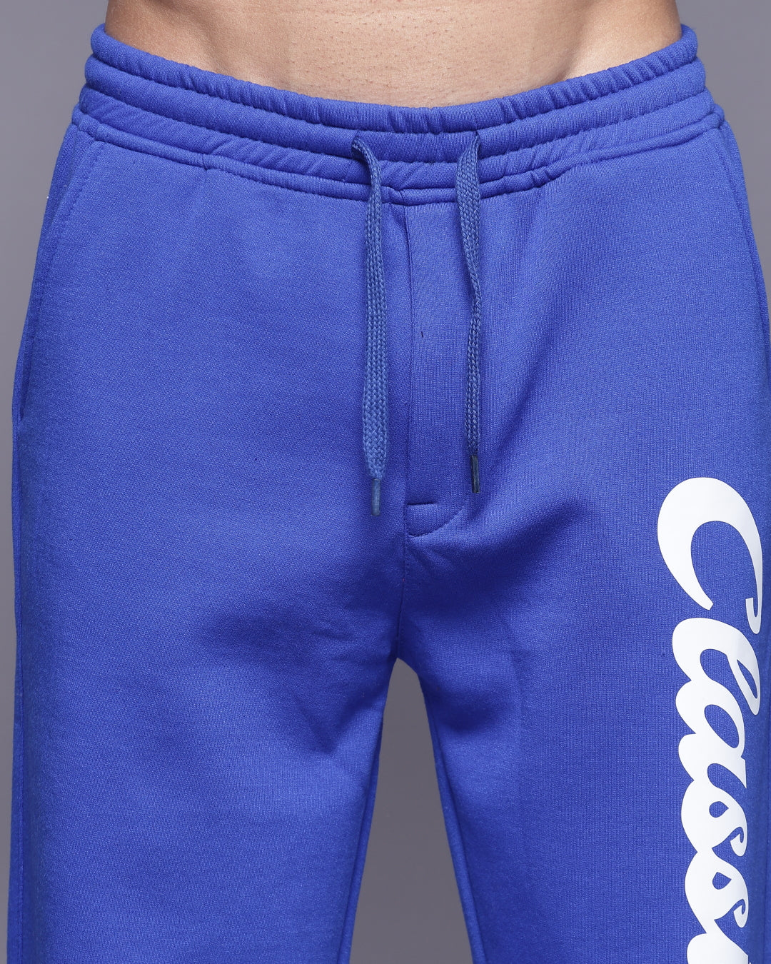 Royal Blue Classic Printed Loose Fit Men's Track Pants