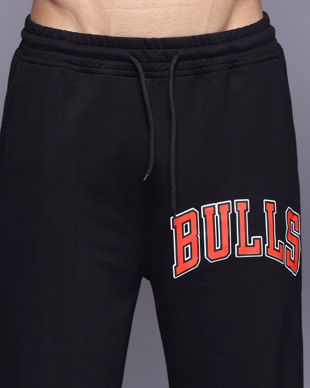 Bulls Black Printed French Terry Relaxed Fit Men's Joggers Pant