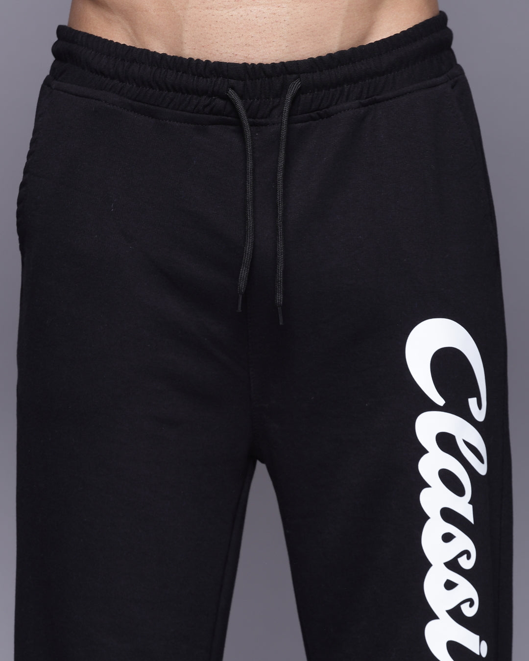 Black Classic French Terry Relaxed Fit Men's Track Pants