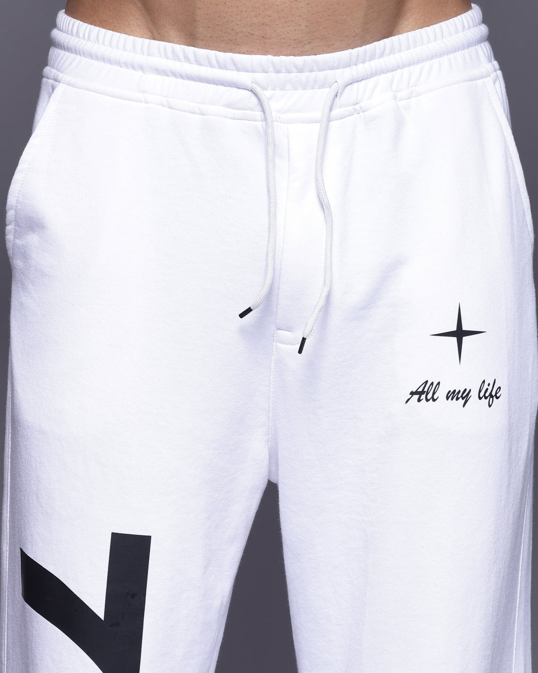 Numberic White French Terry Relaxed Fit Jogger Men's Pants
