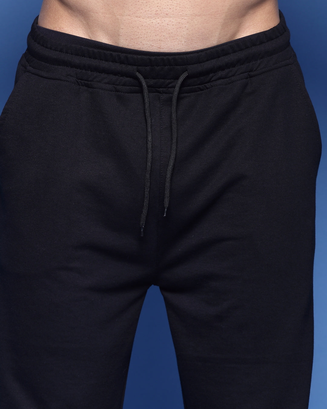 Black Printed French Terry Relaxed Fit Jogger Men's Pants